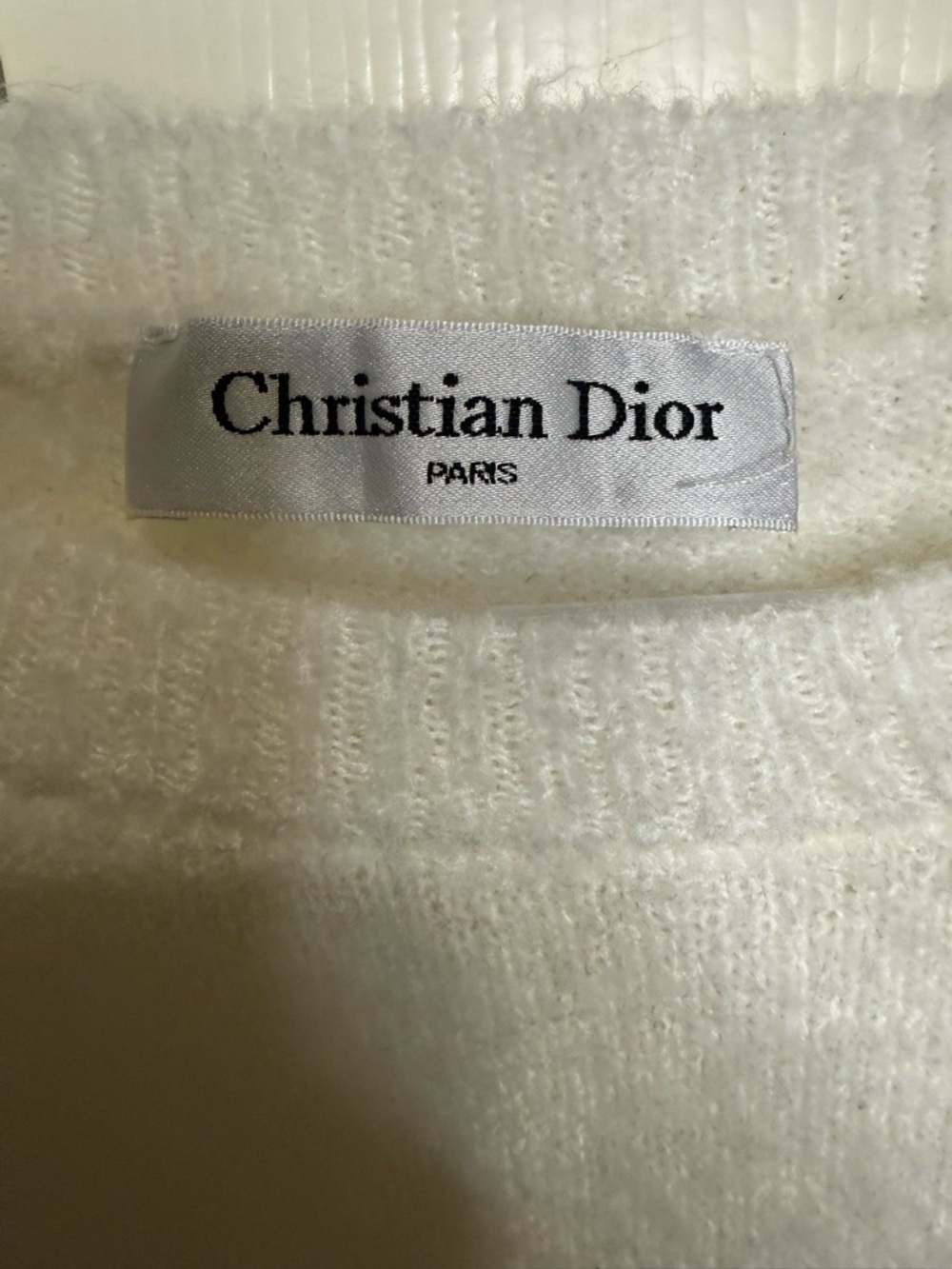 Christian Dior J'Adior 8 Sweater XS White Boucle Knit Logo Crewneck - Picture 2 of 5